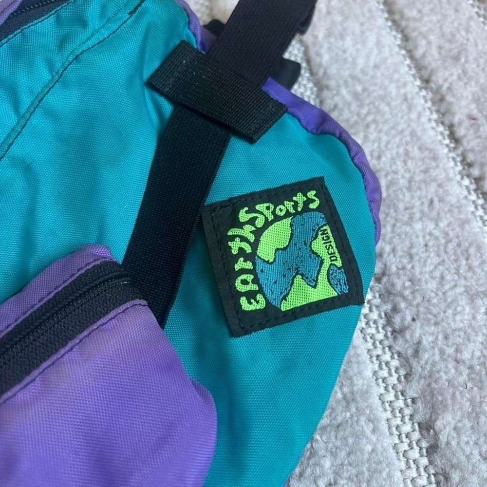 VTG 90s Earthsports Colorblock purple teal crossbody bag USA Made sportswear - Picture 8 of 8